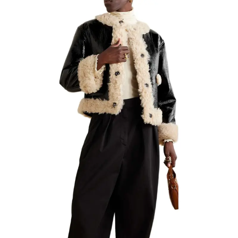 GUCCI Curly Shearling Jacket 'Black/Ivory'-1