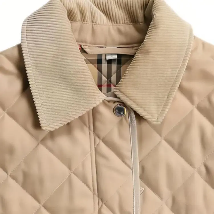 Burberry Check Wool Blend Quilted Jacket Soft Fawn-5