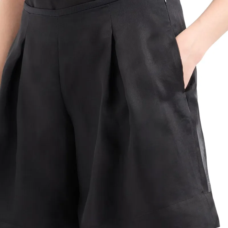 EMPORIO ARMANI Moon Capsule Collection Silk Organza Shorts With Godet Pleats-4