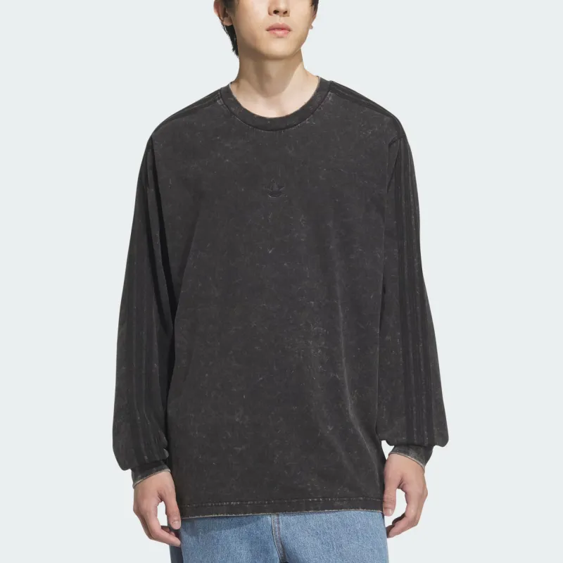 Adidas Originals WASHEDLONG SLEEVE TOP T Shirt Men's Black-1