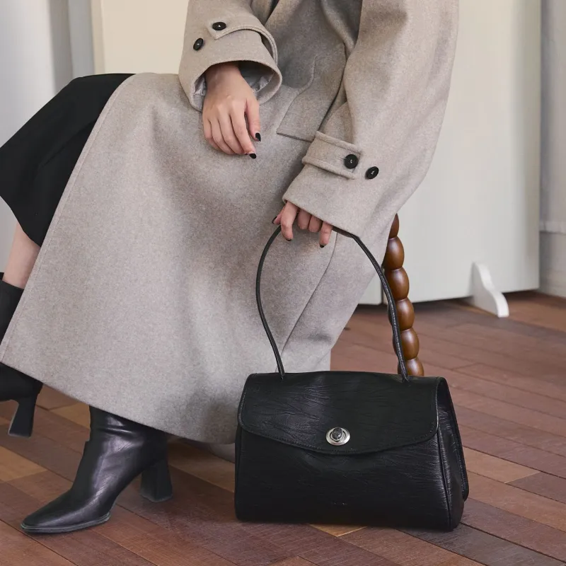 Simedin Cow Leather Crossbody Bags Shoulder Bags Large Size Women's Deep Black/Antique Silver-1