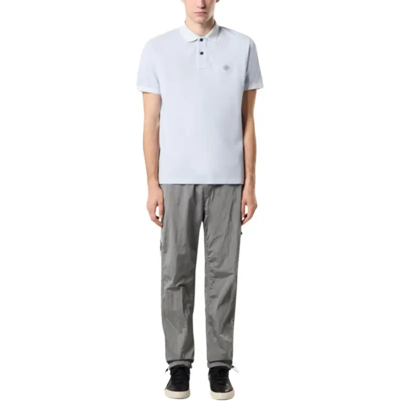 STONE ISLAND Compass Patch Buttoned Polo Shirt-2