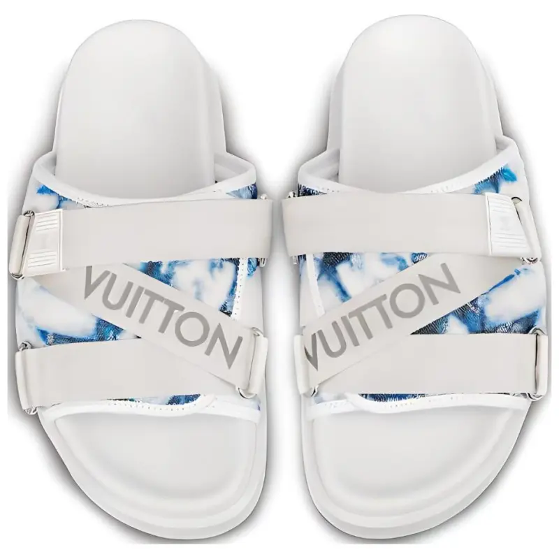 LOUIS VUITTON Honolulu Stylish Sandals Men's Blue White-3