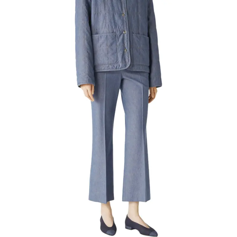 Loro Piana Casual Pants Women's Chambord Blue-4