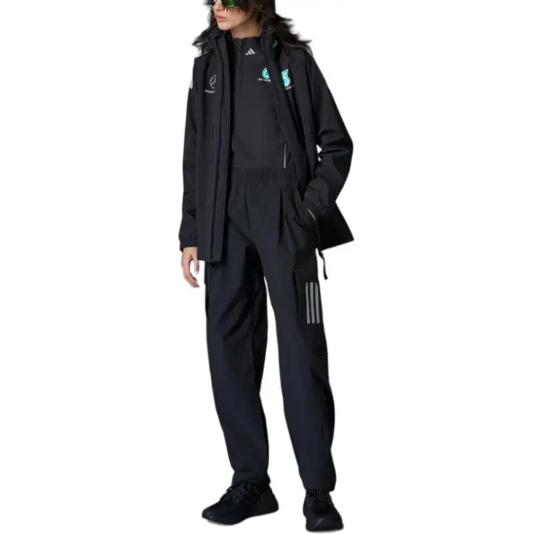 Adidas TEAM Jackets Coats Women's Black/Reflective Silver-2