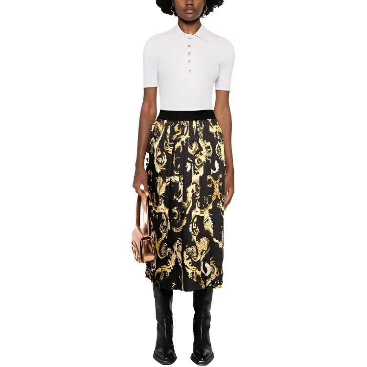 VERSACE JEANS COUTURE Chromo Couture Pleated Midi Skirt-1