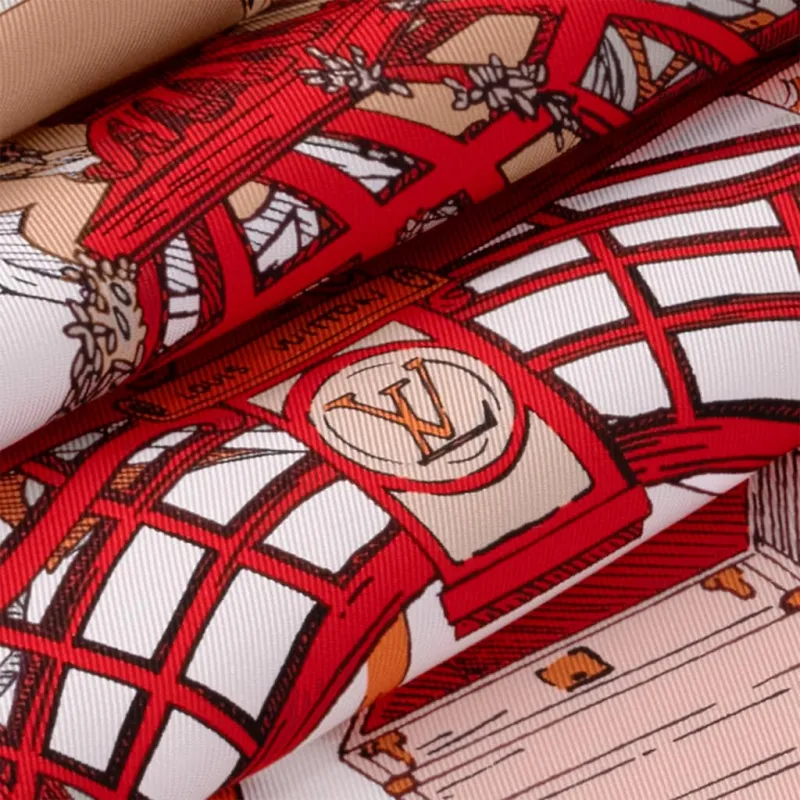 LOUIS VUITTON Silk Silk Scarves Women's Red-2