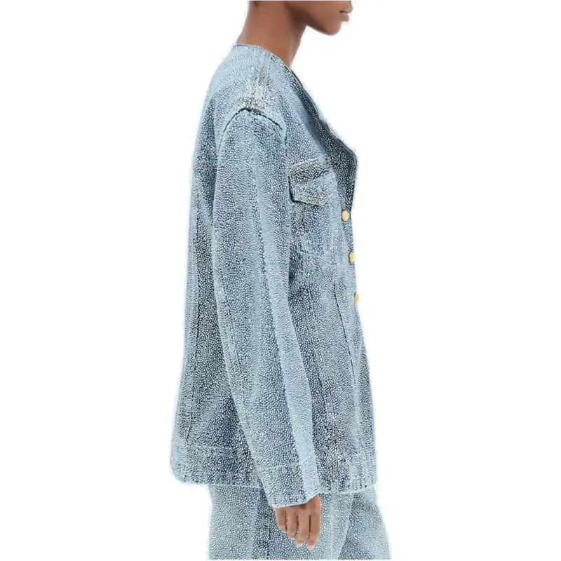 GANNI Embellished Denim Blazer-1