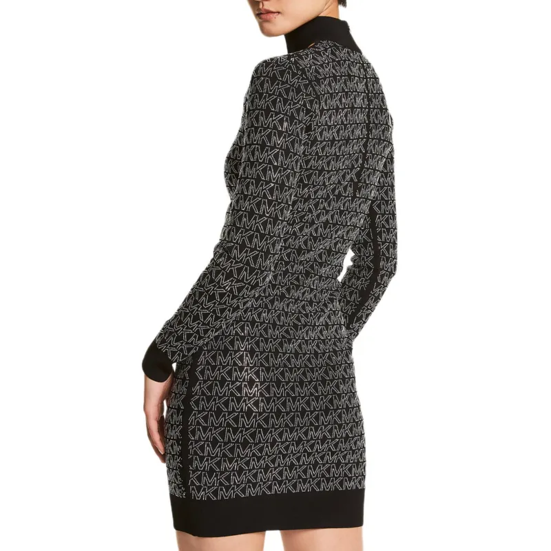 MICHAEL KORS Crystal Logo Stretch Viscose Cutout Dress-3