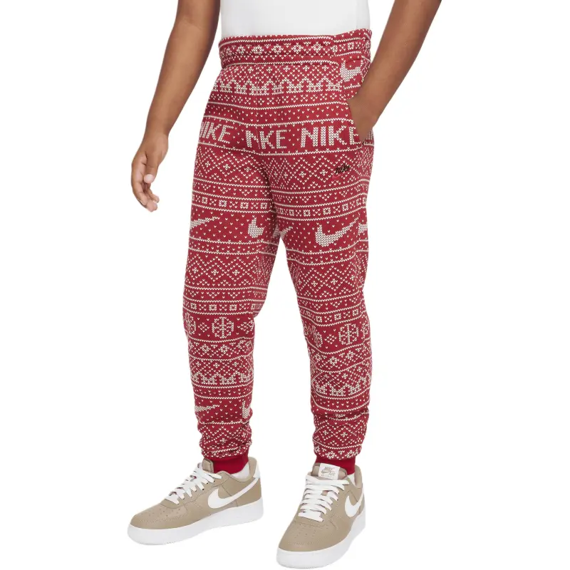 Nike Sportswear Club Fleece Knitted Sports Pants Men's Gym Red-3