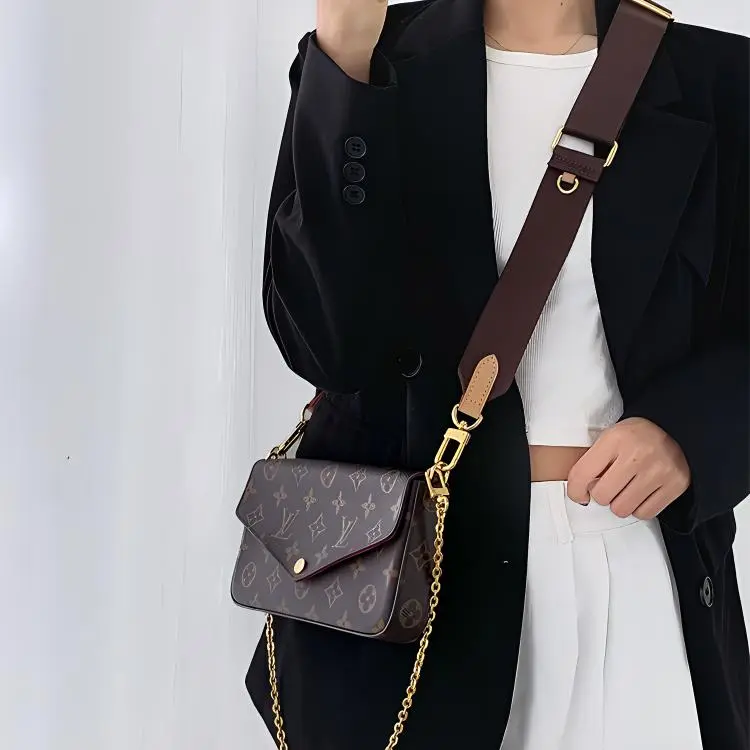 Lan Bao Fan Canvas Bag Accessory Bag Strap Women's Brown-5