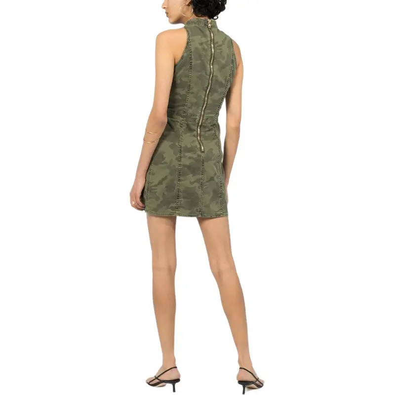 BALMAIN Sleeveless Camouflage Print Denim Dress-2