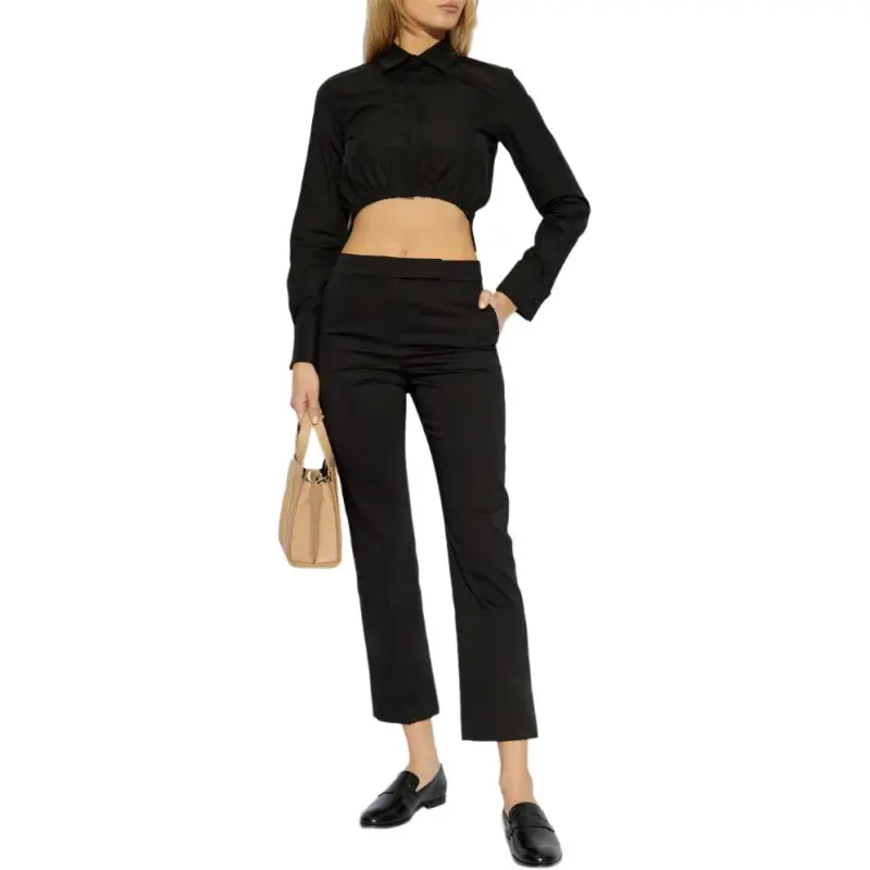 'S MAX MARA Okra Pleat Detailed Cropped Trousers-3