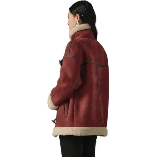AYILIAN Velvet-feel Coat Women's Red Raspberry Juice Color