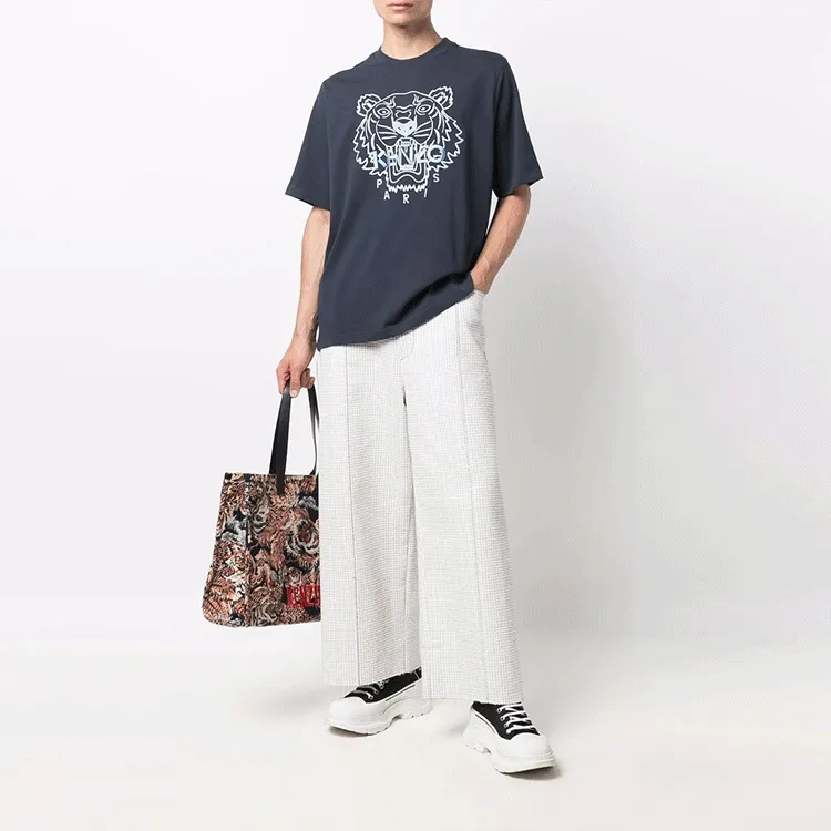 KENZO Classic Tiger Head T Shirts Men Blue-1