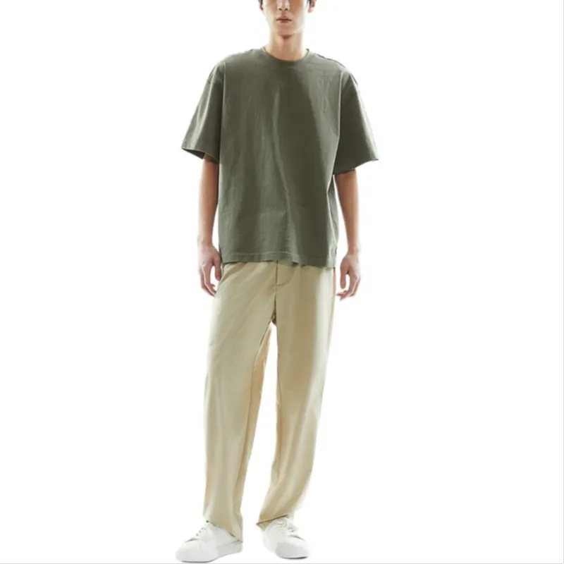 H&M T Shirts Men Khaki Green-3
