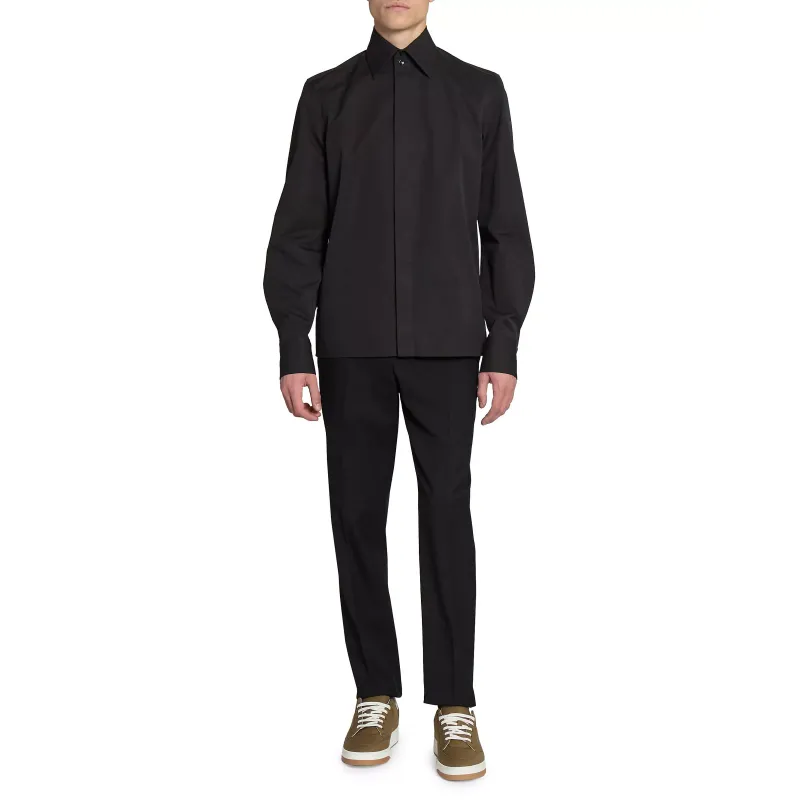 SAINT LAURENT Cassandre Buttoned Straight Hem Shirt-3