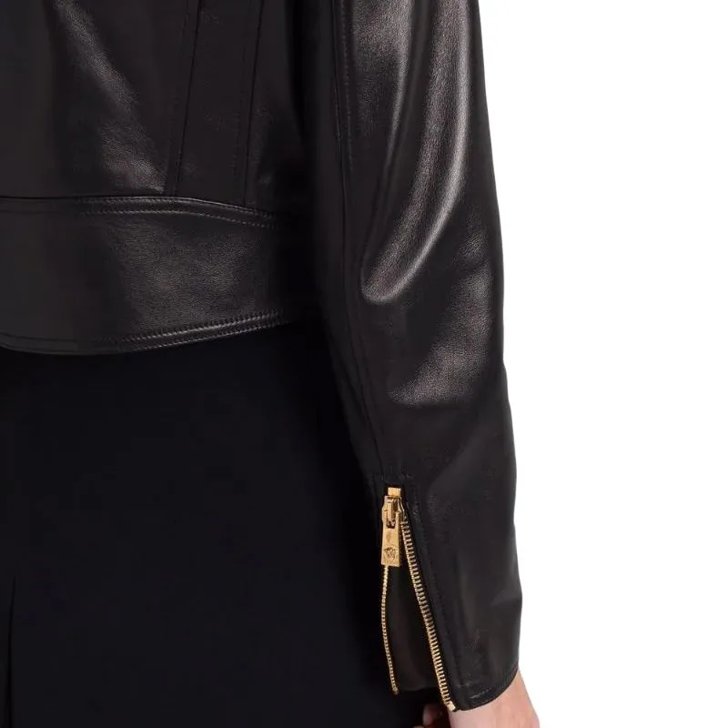 VERSACE Leather Jackets Women's Black-2