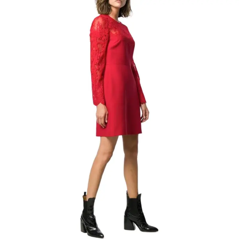 Valentino Long-Sleeved Dresses Women's Red-3