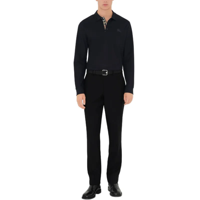 Burberry Ekd Motif Long Sleeved Polo Shirt-1