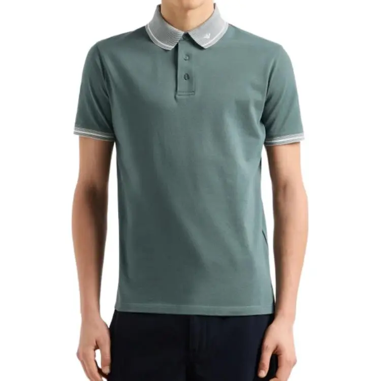 EMPORIO ARMANI Piqué Polo Shirt With Piped Collar-3