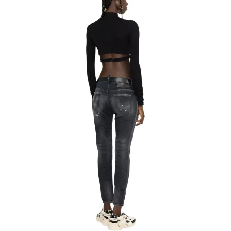 DSQUARED 2 Jennifer Straight-Leg Distressed Skinny Jeans-2
