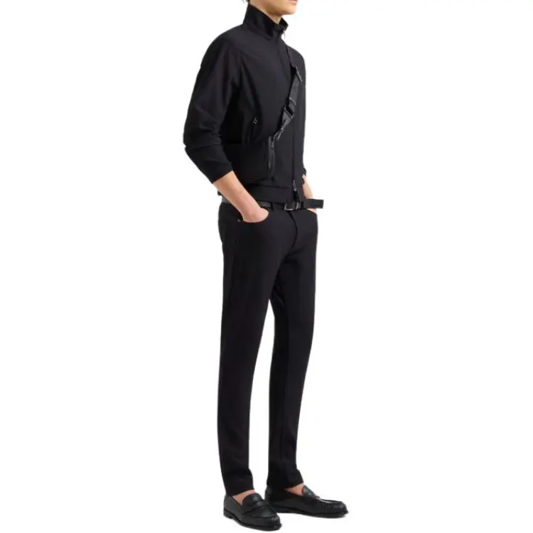 EMPORIO ARMANI Canneté effect Stretch Nylon Full zip Blouson-1
