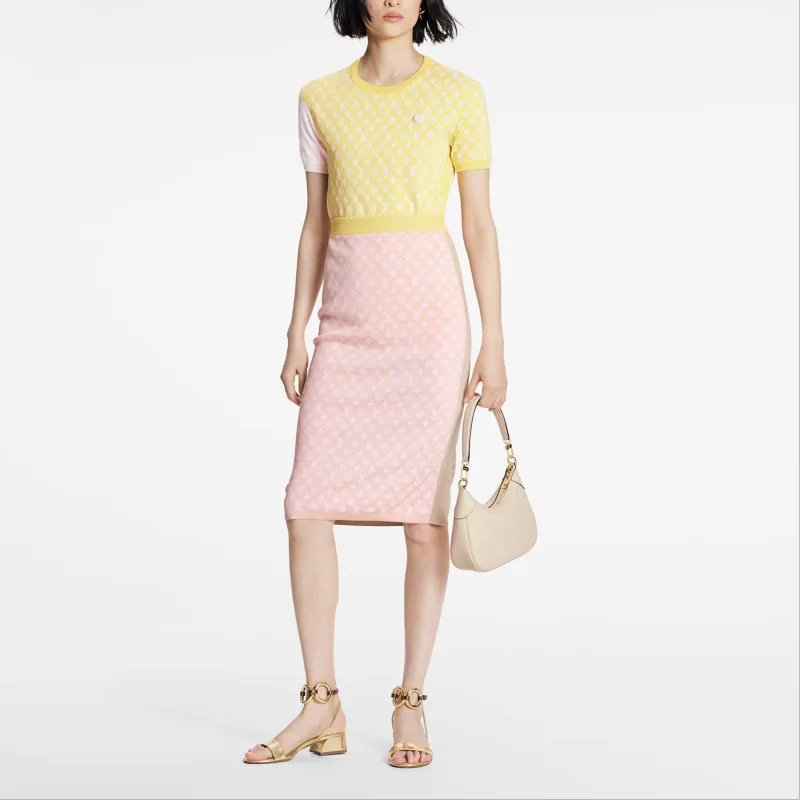 LOUIS VUITTON Pastel Monogram Knit Tube Skirt-1
