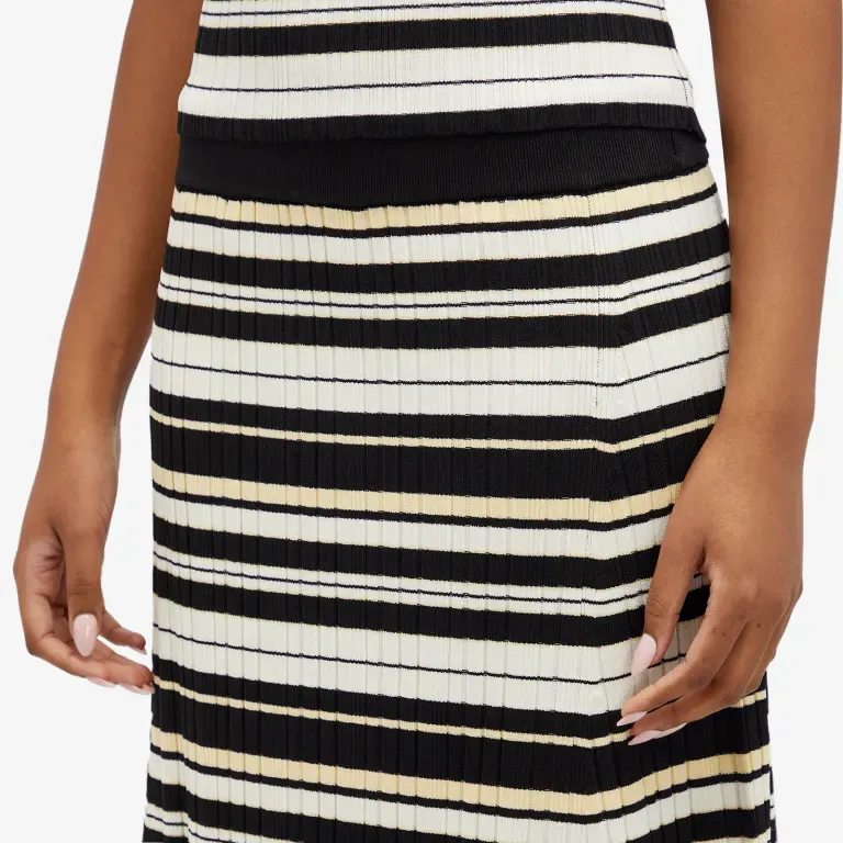 GANNI Striped Ribbed knit Midi Skirt-4