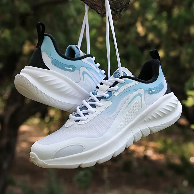 LiNing Lightweight Rebound Low Top Casual Running Shoes Men's White Blue-4