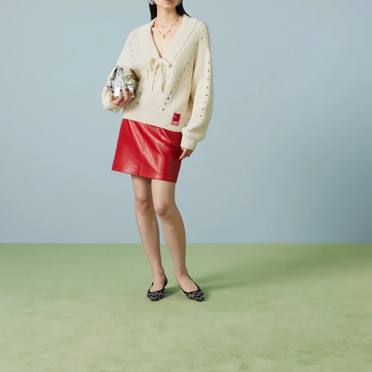 GUCCI Open-knit Lace-up Jumper-1