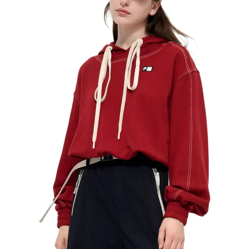 FILA FUSION Sweatshirt Women's Wine Milk Red-3