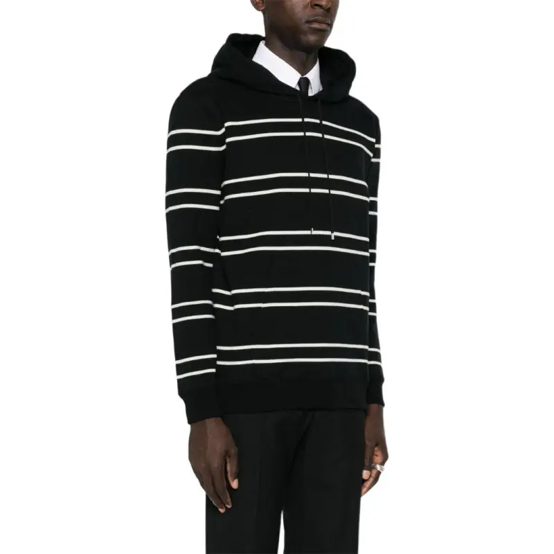 SAINT LAURENT Stripe Detailed Drawstring Hoodie-5
