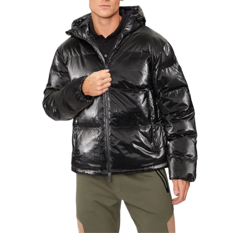 EMPORIO ARMANI Logo Printed Hooded Padded Jacket-4