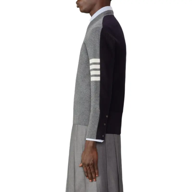 THOM BROWNE 4 Bar Two Toned Knitted Jumper-3