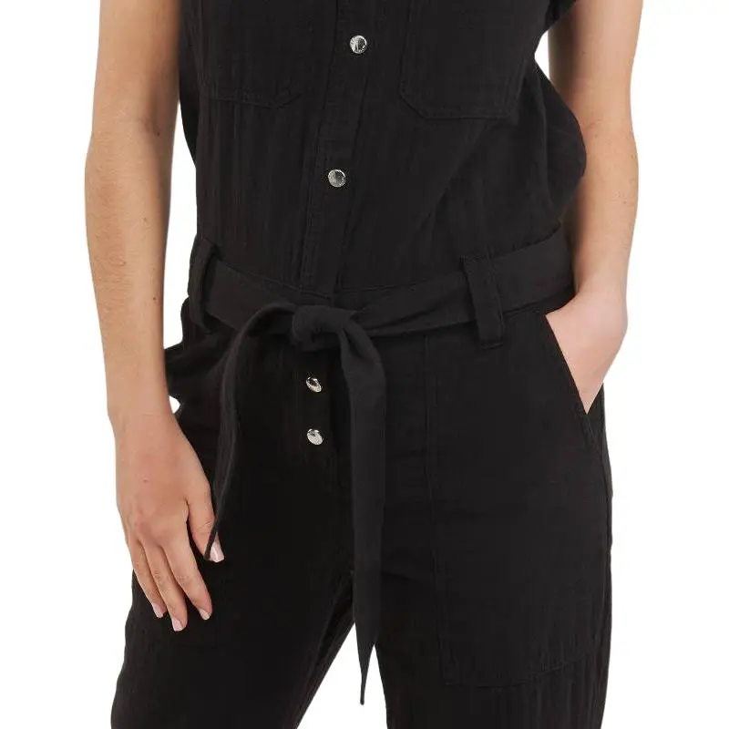 HUGO BOSS Belted Utility Jumpsuit In Cotton Jumpsuit Women's Black-4