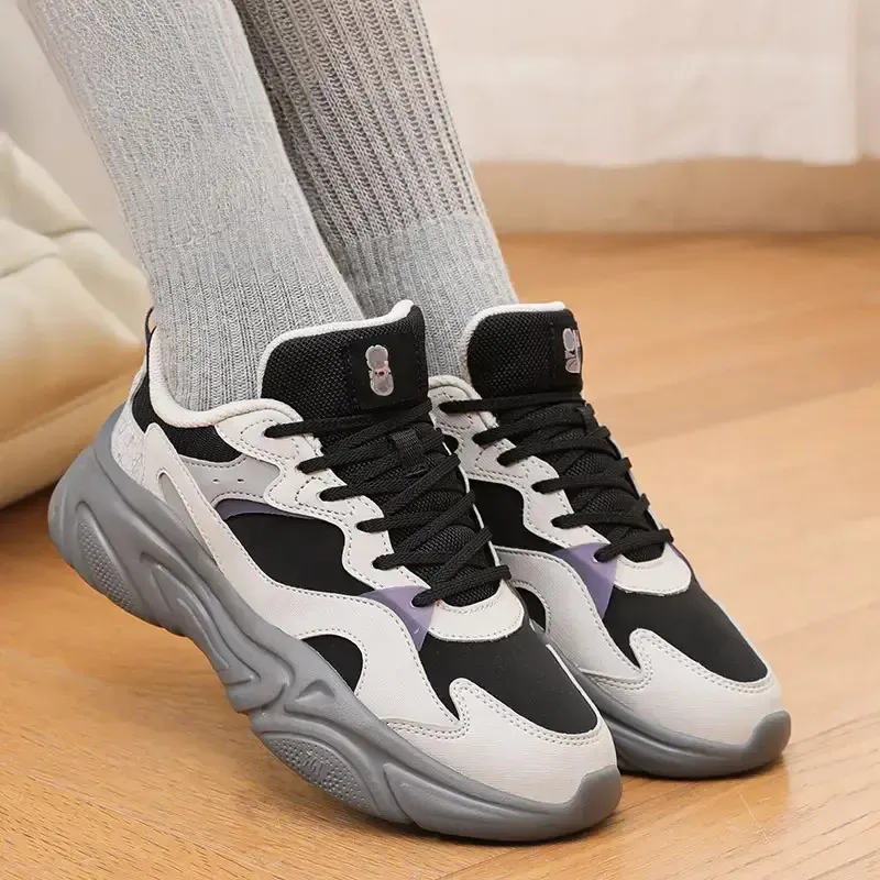 361° Wear-resistant And Lightweight Low-Top Casual Shoes Women's Black White Gray-4