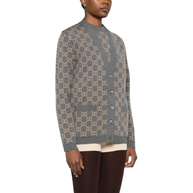 GUCCI Reversible Gg Jacquard Button-Up Cardigan-4
