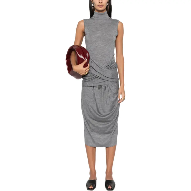 TOTEME Fine Knit Draped Midi Dress-1