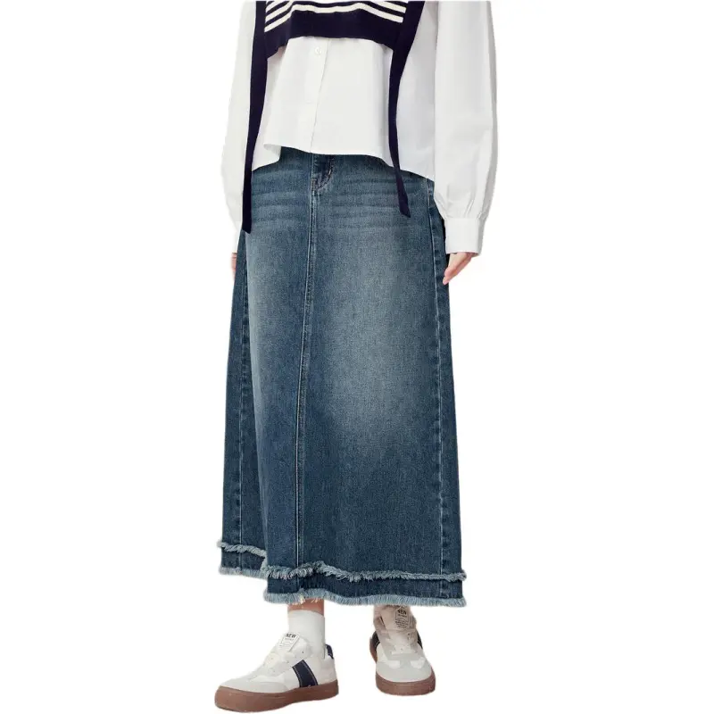 EICHITOO Denim Long Skirt Women's Denim Blue-3