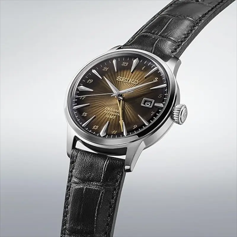 SEIKO Presage Series Automatic Mechanical Movement Cow Leather Strap Watch 40.5mm Men's Watches Coffee Watch Dial-1