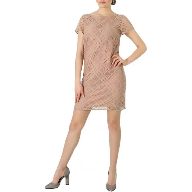 Burberry Short-Sleeved Dresses Women's Gray Pink-2
