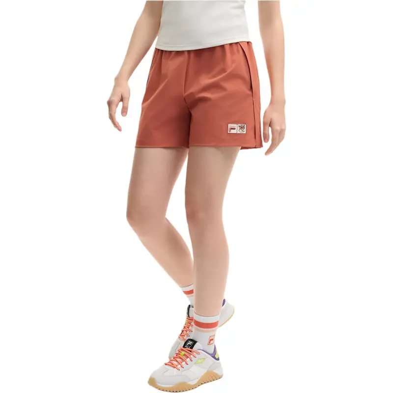 FILA x XIAOHULI,LIANMINGKUAN SS25 Casual Shorts Women's Fine Russet Red-4
