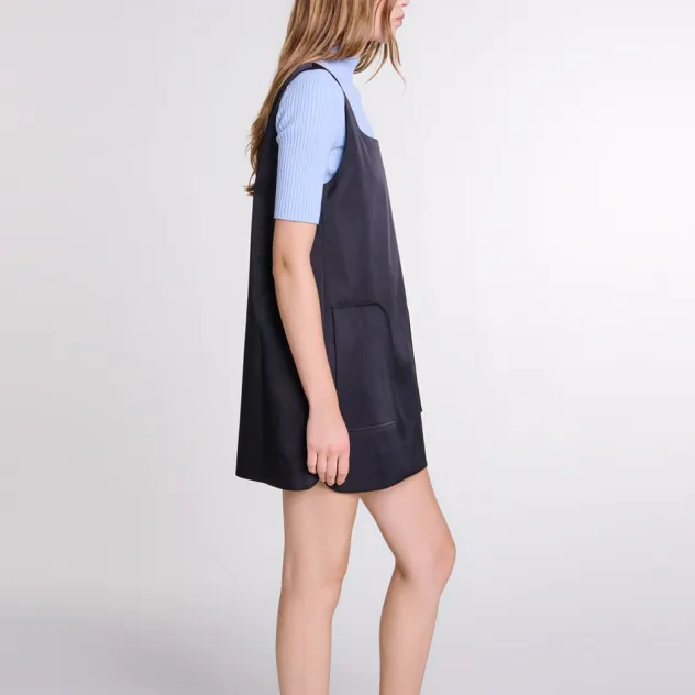 Maje Satin Pinafore Mini Dress-2