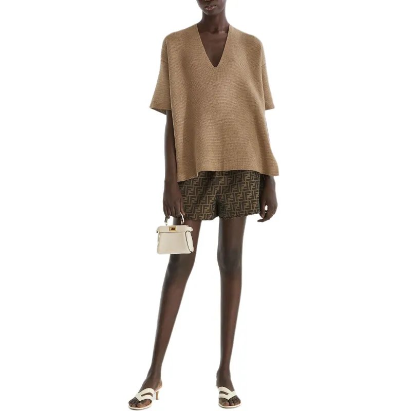 FENDI SS25 Knitwear Women's Dark Beige-2