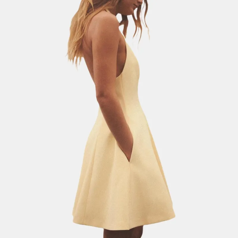 ZARA Sleeveless Dress Women's Yellow-3