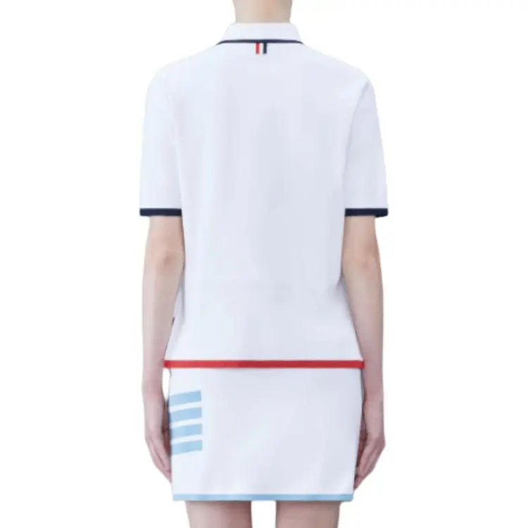 THOM BROWNE Rib Stitch Short Sleeved Polo Shirt-4