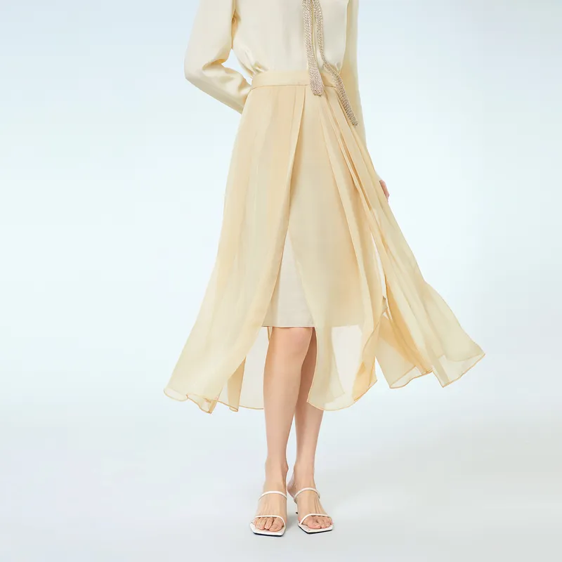 OVV Casual Long Skirts Women's Beige Yellow-3