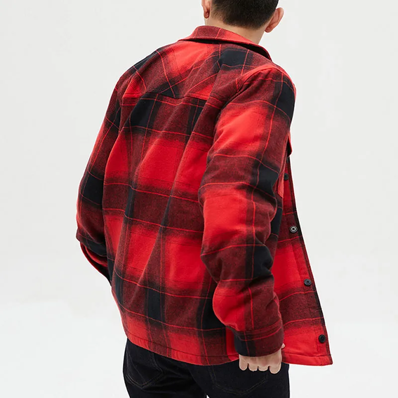 GAP Puffer Jacket Men's Black Red Plaid-2