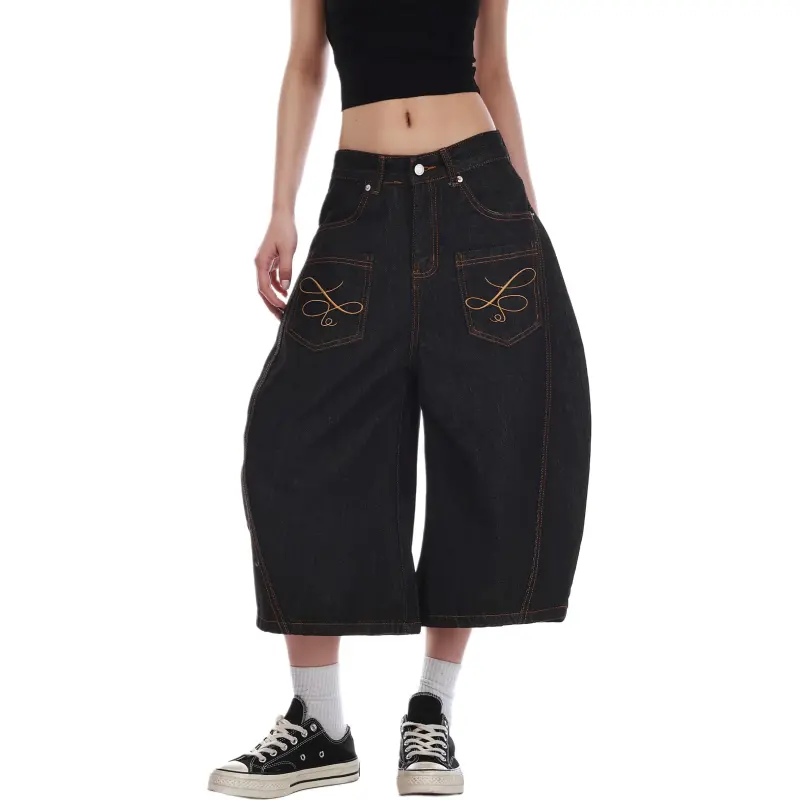 VINMUK Denim Shorts Unisex Black-4